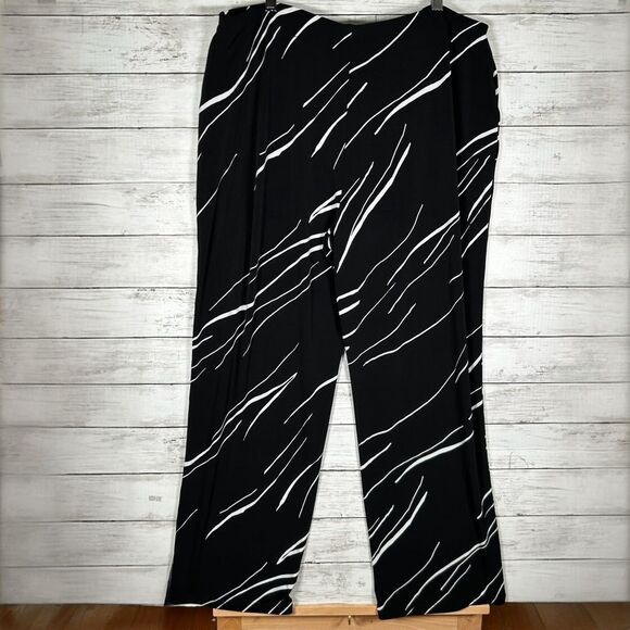 Alfani Black White Linear Print Wide Leg Relaxed Travel Easy-Care Pant 1X - Picture 3 of 7